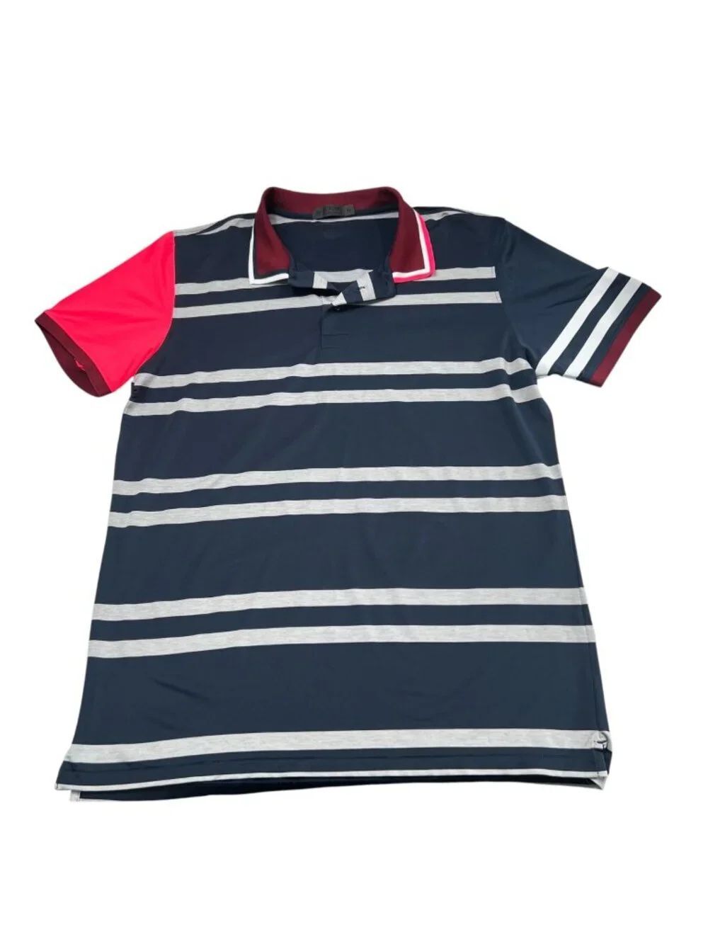 G/FORE Men's Variegated Stripe Tech Jersey Rib Collar Slim Fit Golf Polo Size XL